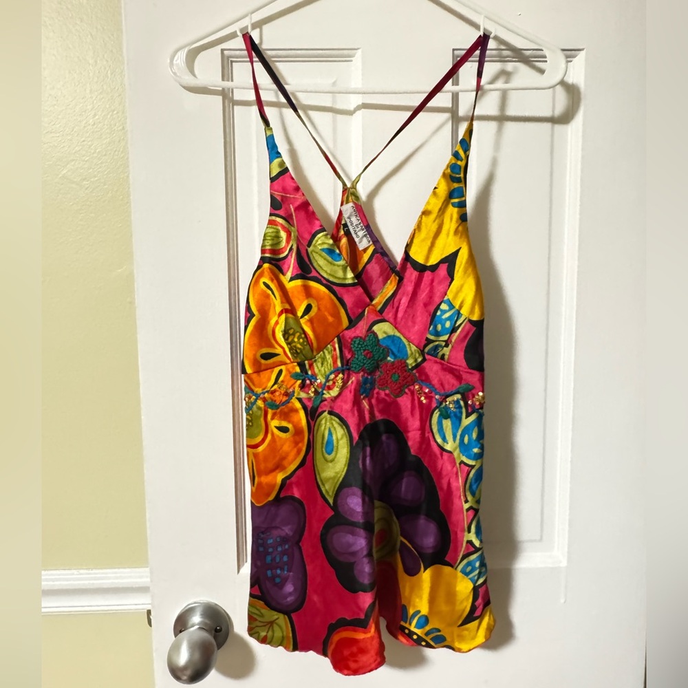 Vintage Racerback Festival Floral Babydoll Y2K Crochet Appliqués Fairycore L